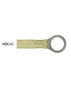 Quikcrimp HDC42 Yellow 10mm Heatshrink Ring Terminal Pack of 100