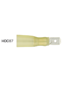 Quikcrimp HDC87 Yellow 6.3mm Heatshrink Male Blade Terminal Pack of 100