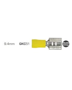 IONNIC QKC51 Yellow 9.4mm Female Vinyl Insulated Blade QC Crimp Terminal (Pack of 100)