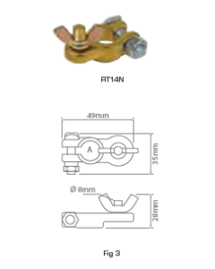 Ionnic RT14N Wingnut 16mm - Negative Battery Terminal 